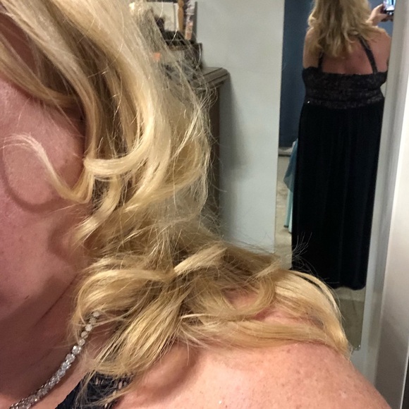 🌟HP🌟 PLUS 22W Navy/Nude sequins Lace Halter Bodice Navy Jersey Maxi Skirt - Picture 13 of 14